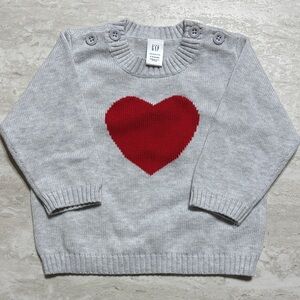 GAP Light Gray Sweater with Red Heart